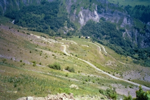 Looking down the D25 from the pass